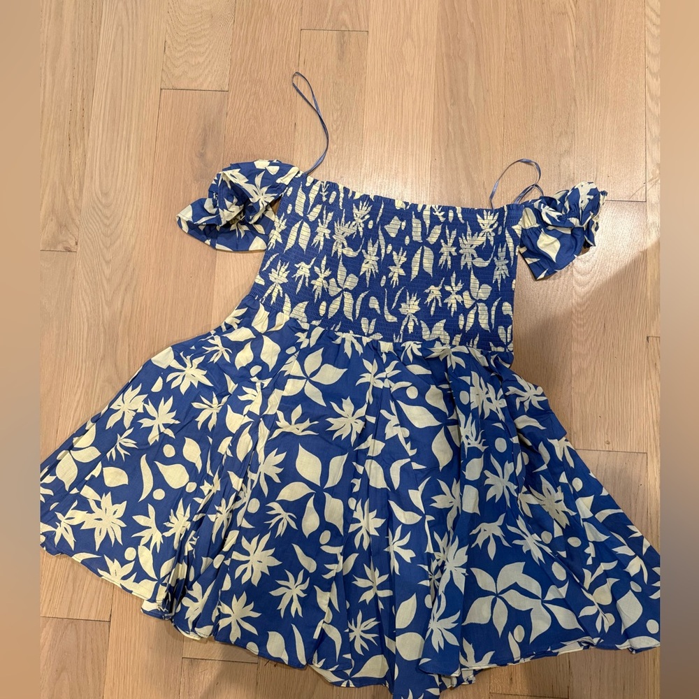 Zara Blue and Cream Floral Kids Dress